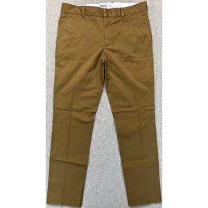 Mr Turk Men Chino Dress Pants Brown Khaki Slash Pockets Flat Front Slim Fit 33